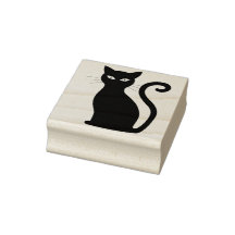Sitzende schwarze Katzenkunststempel