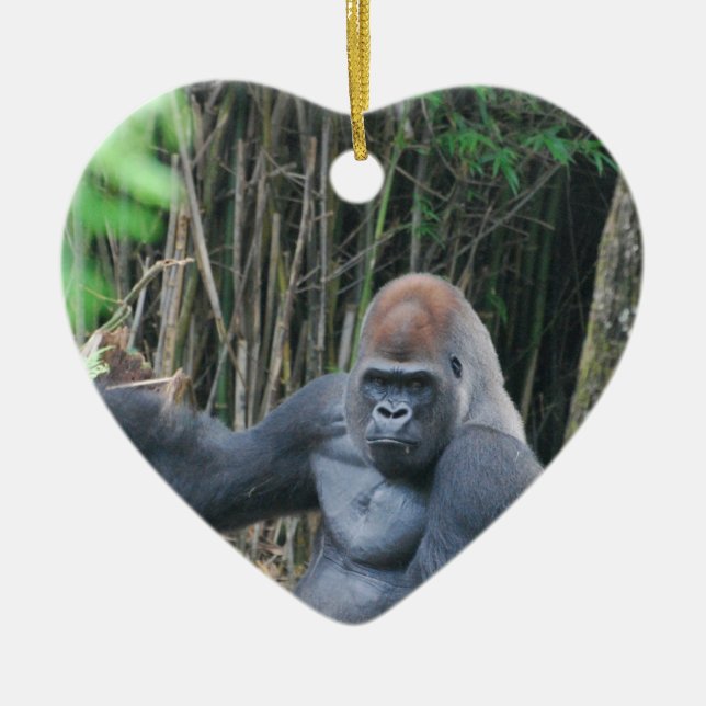 Sitzende Silverback-Gorilla-Verzierung Keramik Ornament (Vorne)