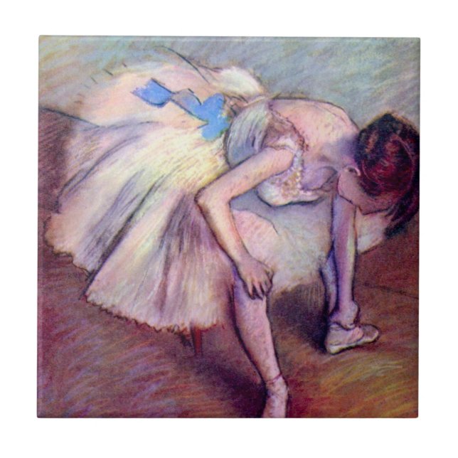Sitzende Tänzerin von Edgar Degas, Vintage Ballett Fliese (Vorderseite)