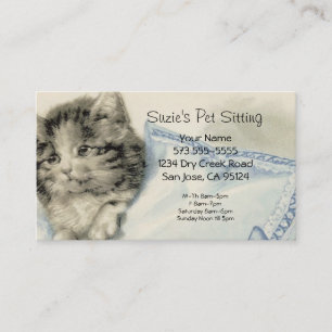 Sitzende Vintage Katzen-Visitenkarte Terminkarte