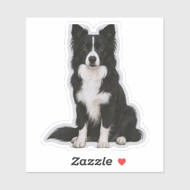 Sitzender Border Collie Aufkleber (Blatt)