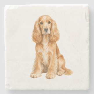 Sitzender Cocker Spaniel Naturstein-Unterlage Steinuntersetzer
