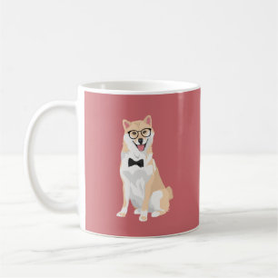 Sitzender cooler Hipster Shiba Inu für Kaffeetasse