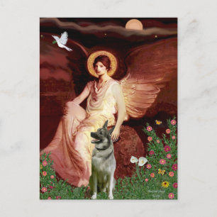Sitzender Engel - Norwegischer Elchhund Postkarte