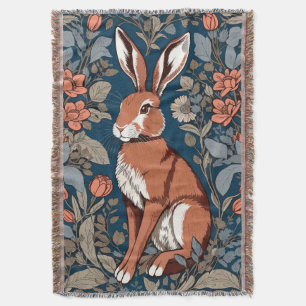 Sitzender Hase William Morris Inspiriert Floral Decke