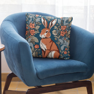 Sitzender Hase William Morris Inspiriert Floral Kissen