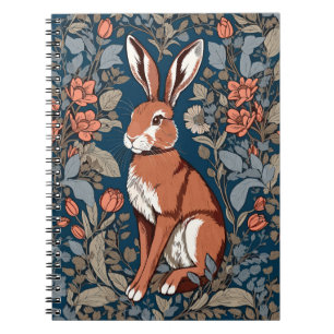 Sitzender Hase William Morris Inspirierte Blumenmu Notizblock