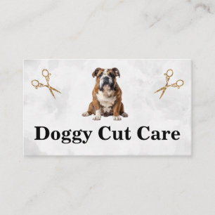 Sitzender Hund Tierfriseur Schere Visitenkarte