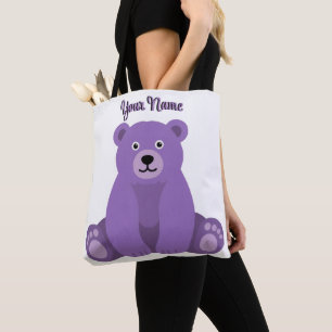Sitzender lila Bär Süß Kawaii Individueller Name T