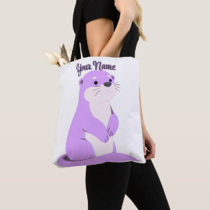 Sitzender lila Otter Süß Kawaii Individueller Name