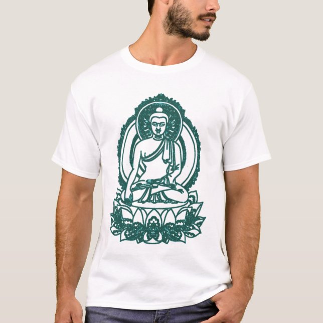 SITZENDER MEDITIERENDER FRIEDEN BUDDHAS T-Shirt (Vorderseite)
