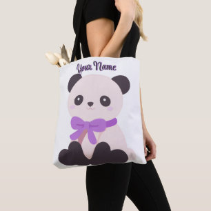 Sitzender Panda Lila Schleife Süße Kawaii Individu