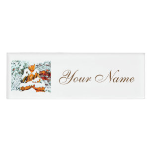 sitzender Schneebuddha Namenschild