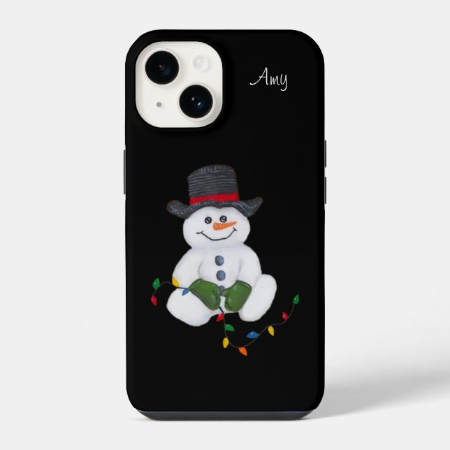 Sitzender Schneemann  iPhone Hülle (Rückseite)