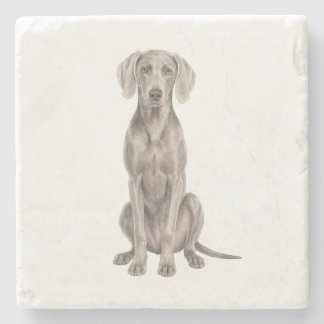 Sitzender Weimaraner Naturstein-Unterlage Steinuntersetzer