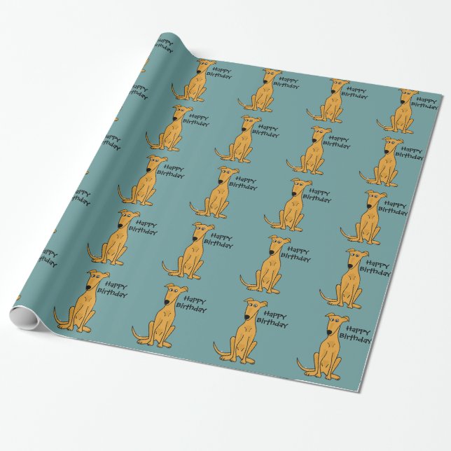 Sitzender Windhund-Hundegeburtstag Giftwrap Geschenkpapier (Ungerollt)