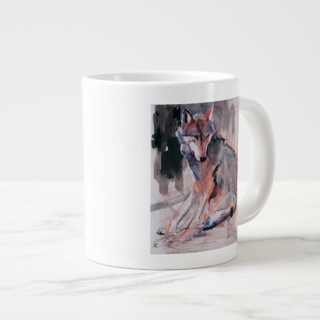 Sitzender Wolf 2000 Jumbo-Tasse (Vorderseite Rechts)