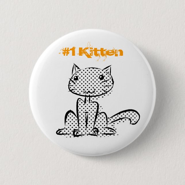 Sitzendes Kätzchen #1 Button (Vorderseite)