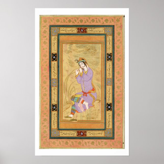 Sitzendes Mädchen, das sich die Haare in Klingeln  Poster (Vorne)