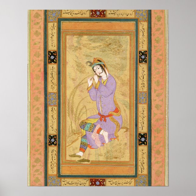 Sitzendes Mädchen, das sich die Haare in Klingeln  Poster (Vorne)