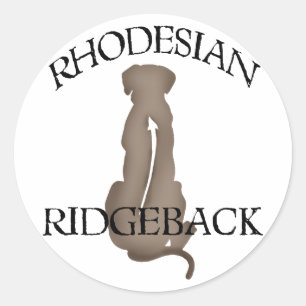 Sitzendes Rhodesian Ridgeback mit Text Runder Aufkleber