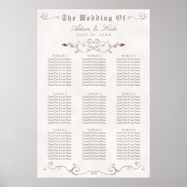 SITZENSTATT 61 - 90 | Elegante Rote Rose Hochzeit Poster