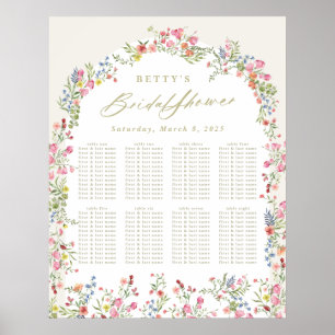 Sitzkarte für das Blumenfeder-Brautparty Poster