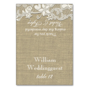 Sitzkarte für die Vintage Landfläche Tischnummer