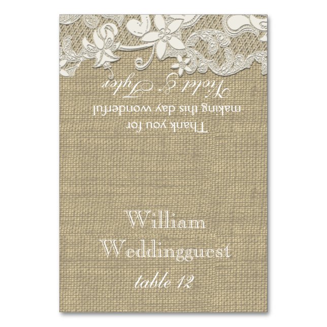 Sitzkarte für die Vintage Landfläche Tischnummer (Vorderseite)