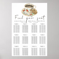 Sitzkarte für Kaffee-Cup-Brautparty