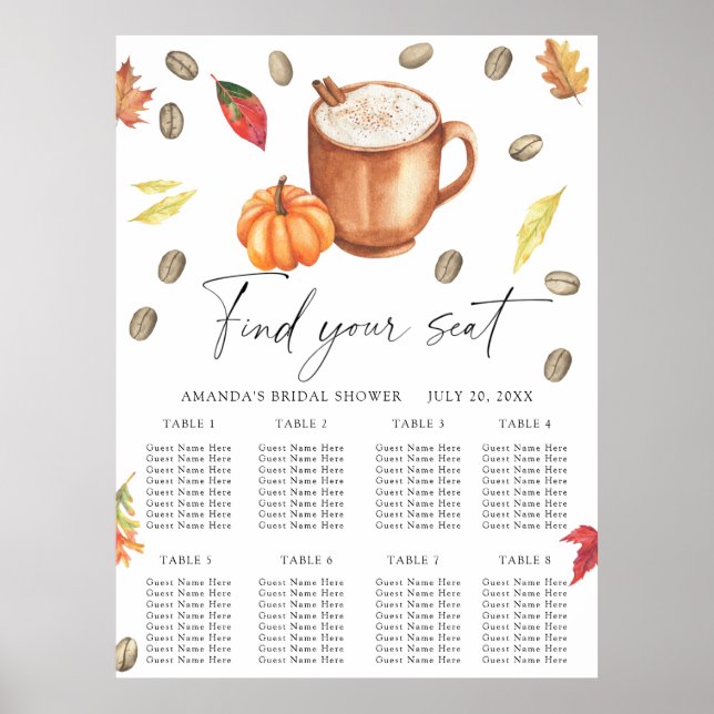 Sitzkarte für Pumpkin und Kaffee Poster (Vorne)