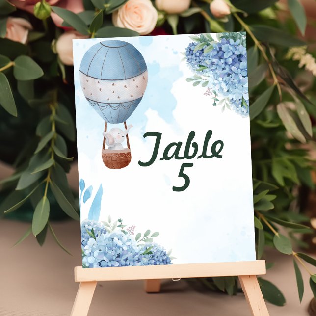 Sitzkarte oben Elephant Heißluftballon Tischnummer (Von Creator hochgeladen)