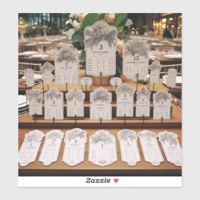 Sitzkarten-Aufkleber für die Zuweisung von Tabelle Aufkleber (Blatt)