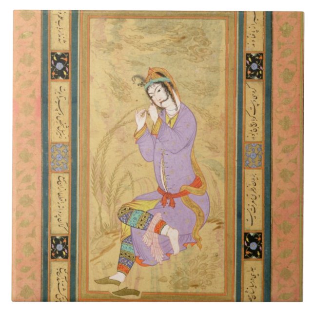 Sitzmädchen, das ihr Haar in ringlets, von t Fliese (Vorderseite)