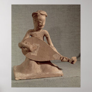 Sitzmusiker, der einen Dichtungskitt, von spielt Poster