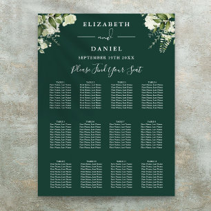 Sitzordnung für Hochzeit mit Smaragd-Blumengrün Poster