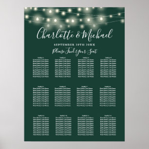 Sitzordnung Hochzeit Smaragdgrüne Lichterkette Poster