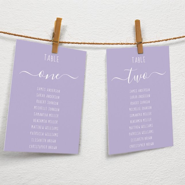 Sitzordnungskarte Lavendel Modern Script Lila (Von Creator hochgeladen)