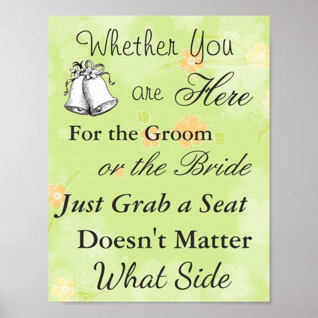 Sitzplakat für Hochzeiten, Blumengrün Poster (Vorne)