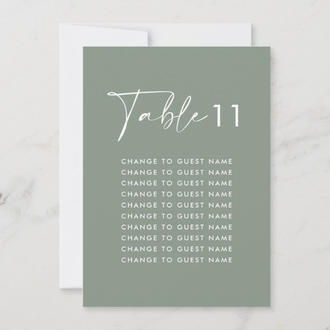 Sitzplan der grünen Hochzeitsnacht für die Tischnu (Rückseite)