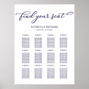 Sitzplan für 12 Tische Hochzeit Chic Schrift Schil Poster