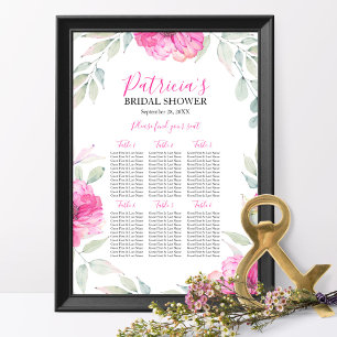 Sitzplan für Brautparty Boho Watercolor Blumen Poster