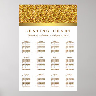 Sitzplan für weiße und goldene Hochzeit Poster
