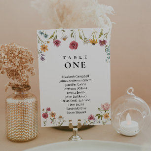 Sitzplan Karte für eine Wildflower-Hochzeit