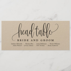 Sitzplan Kopf Tischkarte - Hübsche Kalligrafie Einladung