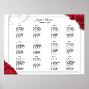 Sitzplan mit 16 x 20 roten Rosen Poster