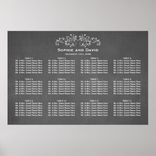 Sitzplan mit Kreidetafel-Schwung und -Wirbel Poster