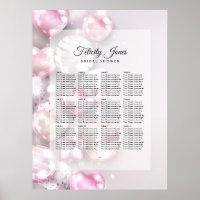 Sitzplan mit rosa und roségoldenen Ballons