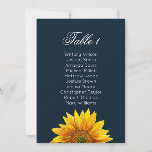 Sitzplan Sonnenblume. Navy rustikale Hochzeit Einladung