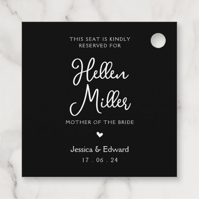 Sitzplatz für den Schwarz-weißen Gast reserviert Geschenkanhänger (Rückseite)